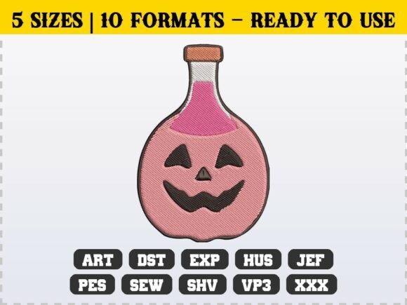 Pink Halloween Potion Bottle Embroidery Review