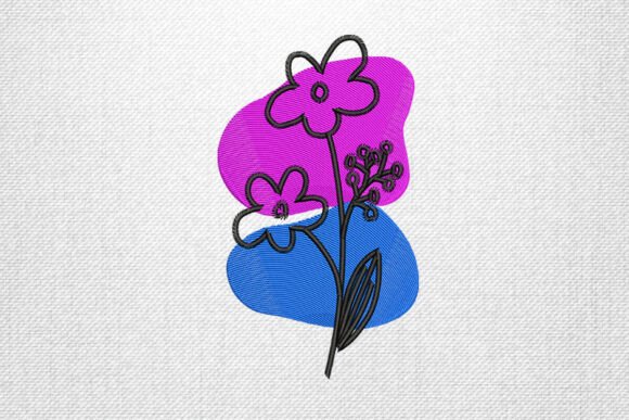 Review: Modern Pink Blue Floral Embroidery Art
