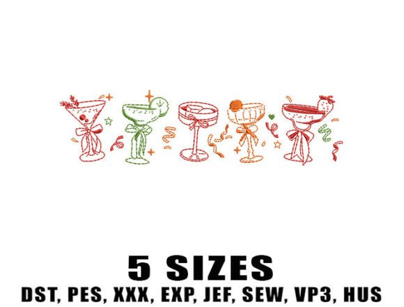 Review: Party Cocktail Glass Embroidery Design for Boutiques