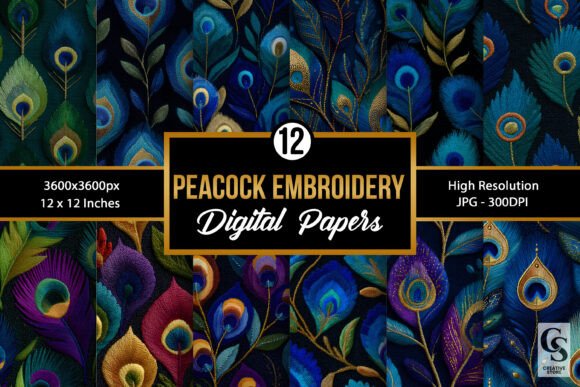 Reviewing Peacock Feather Embroidery Digital Paper for Craft Fairs